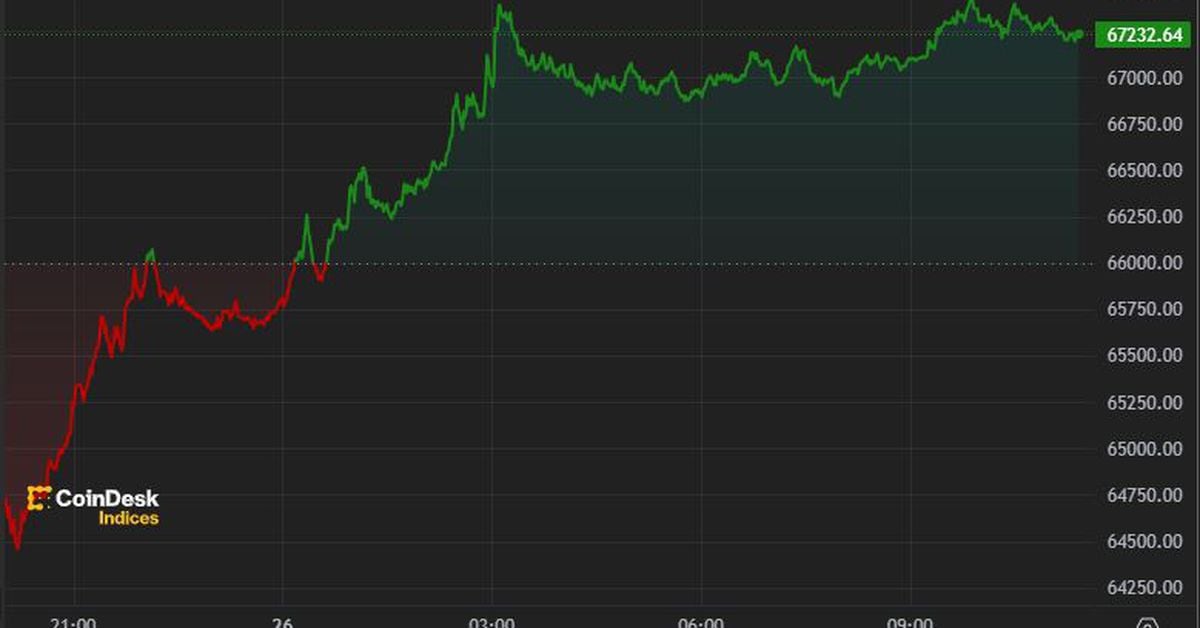 Bitcoin Regains $67,000, Adds Nearly 5% in 24 Hours