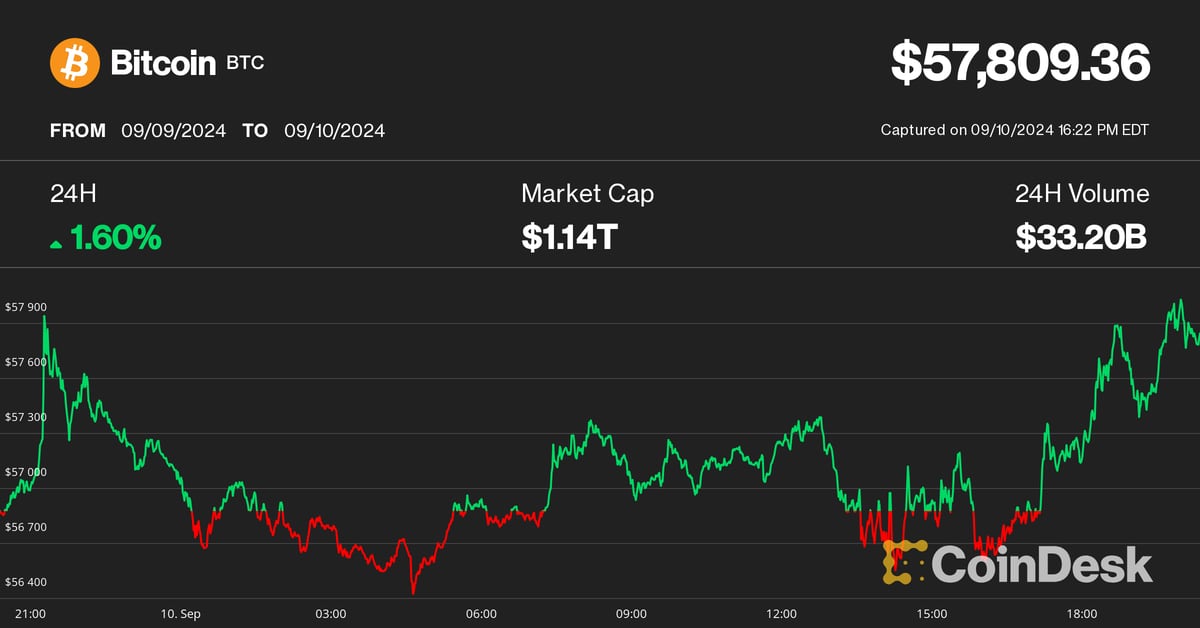 Bitcoin (BTC) Price Nears $58K Ahead of Harris-Trump Debate; Crypto Markets Exposed to Short Squeezes, Says Analyst